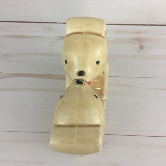 Vintage Salt Pepper Shaker Napkin Holder Ceramic Kissing Bears One Piece Japan - Picture 5 of 6